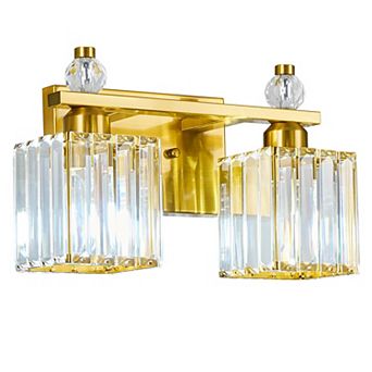 Modern 2-Light Crystal Vanity Light for Bathroom