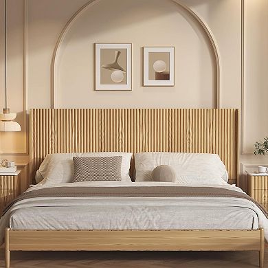 65"Wood Headboard Queen Size with Charging Stations,Boho Bed Frame Wall Mounted Headboards