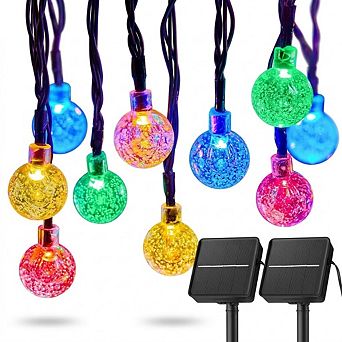 Outdoor waterproof solar string lights, 2-Pack 120 LED lights (Multicolor)