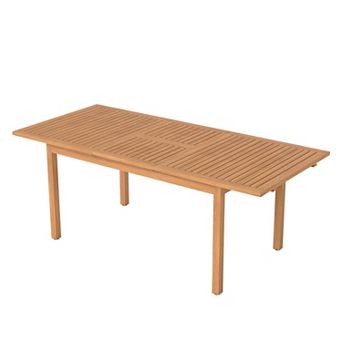 SUNSITT 59"-79" Acacia Wood Patio Dining Table, Large Expandable Outdoor Table for 6-8 People
