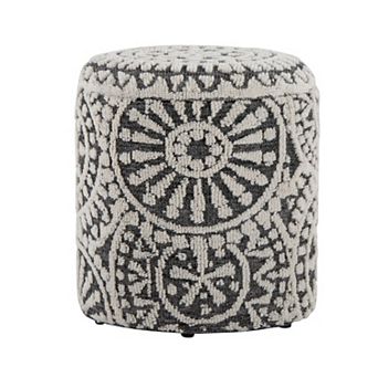 Loheer Handwoven Wool Storage Ottoman with Tufted and Knotted Design