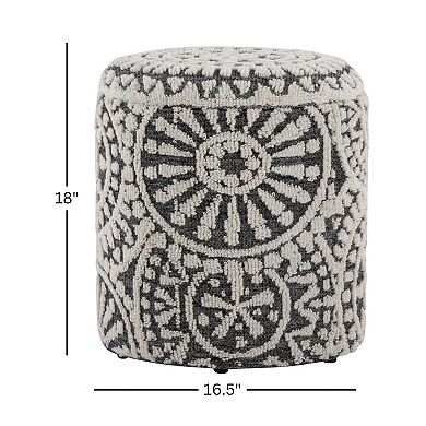 Loheer Handwoven Wool Storage Ottoman with Tufted and Knotted Design