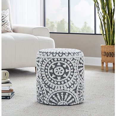 Loheer Handwoven Wool Storage Ottoman with Tufted and Knotted Design