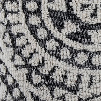 Loheer Handwoven Wool Storage Ottoman with Tufted and Knotted Design