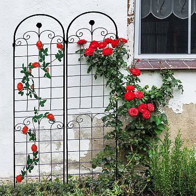 Loheer 4 Pack Metal Garden Trellis for Climbing Plants Outdoor Rustproof Plant Support
