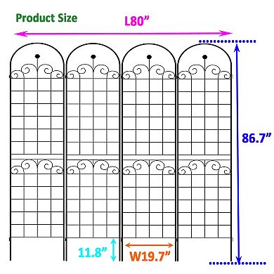 Loheer 4 Pack Metal Garden Trellis for Climbing Plants Outdoor Rustproof Plant Support