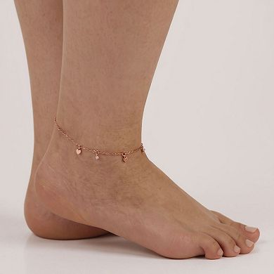Dainty Heart Charm Anklet with Delicate Chain and Mini Accent Droplets for a Soft Feminine Touch