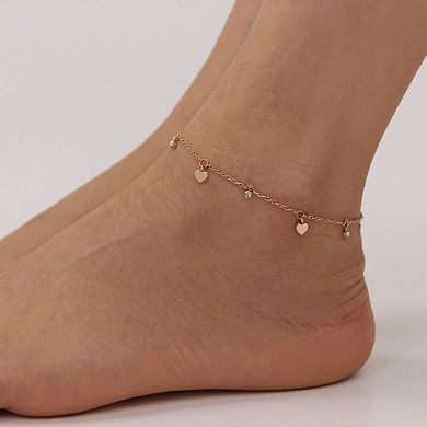 Dainty Heart Charm Anklet with Delicate Chain and Mini Accent Droplets for a Soft Feminine Touch