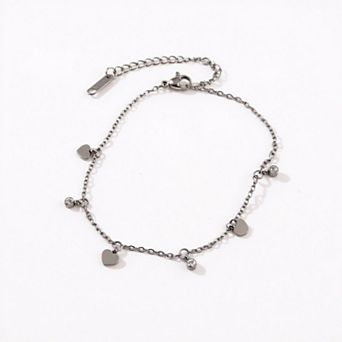 Dainty Heart Charm Anklet with Delicate Chain and Mini Accent Droplets for a Soft Feminine Touch