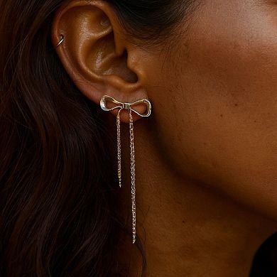 Bow Drop Earrings with Delicate Chain Tassel Dangle Design