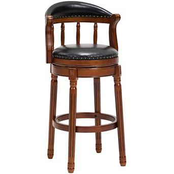 KWPZQEB 360 Degree Swivel Bar Chair, Cow top Leather Wooden Barstool for Bar Room, 29.5IN