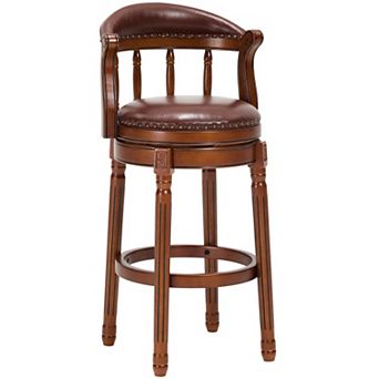 KWPZQEB 360 Degree Swivel Bar Chair, Cow top Leather Wooden Barstool for Bar Room, 29.5IN