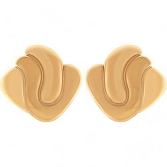 Women's Gold Tone Sculptural Swirl Stud Fashion Earrings Bold Modern Chic Design