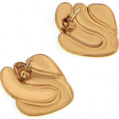 Women's Gold Tone Sculptural Swirl Stud Fashion Earrings Bold Modern Chic Design