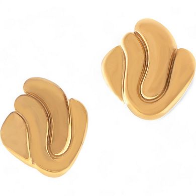 Women's Gold Tone Sculptural Swirl Stud Fashion Earrings Bold Modern Chic Design