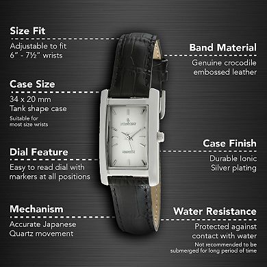 Peugeot Womens Watch 34mm x 20mm Black Dial Contour Dress Black Leather Strap
