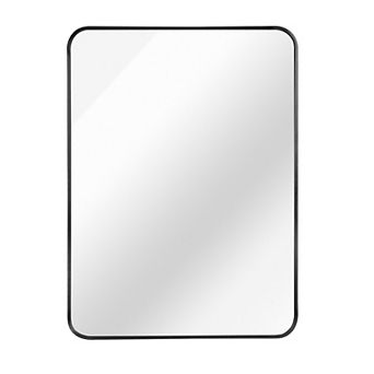 24x32 Inch Black Metal Framed Rectangular Bathroom Wall Mirror