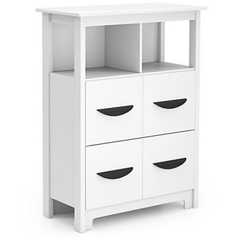 24 Inch Bathroom Floor Storage Cabinet with 2 Open Compartments and 2 Drawers