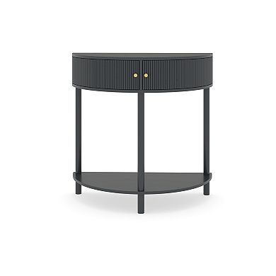KWPZQEB Console Table with 2 Drawers and Bottom Shelf, Half Moon Design