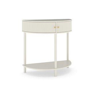 KWPZQEB Console Table with 2 Drawers and Bottom Shelf, Half Moon Design