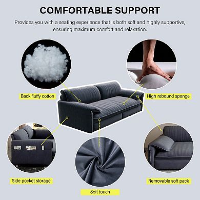 Pnronnc Convertible Velvet Sofa, Queen Pull Out 3-in-1 Sofa Bed with Side Storage