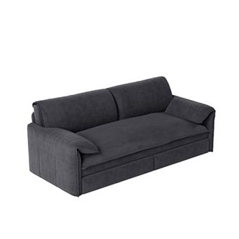Pnronnc Convertible Velvet Sofa, Queen Pull Out 3-in-1 Sofa Bed with Side Storage