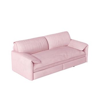 Pnronnc Convertible Velvet Sofa, Queen Pull Out 3-in-1 Sofa Bed with Side Storage