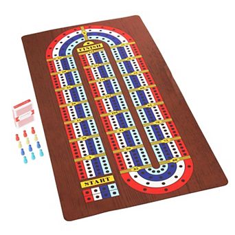 Cribbage Board Game Mat with Sliding Pawns and Cards