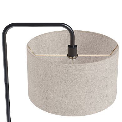 Loheer Contemporary Metal Floor Lamp with Linen Shade