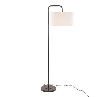 Loheer Contemporary Metal Floor Lamp with Linen Shade