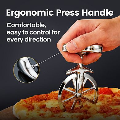 Gourmet Easy Pizza Cutter Stainless Steel Ultra Durable Non-Slip Ergonomic Easy Clean