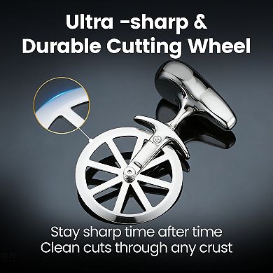 Gourmet Easy Pizza Cutter Stainless Steel Ultra Durable Non-Slip Ergonomic Easy Clean