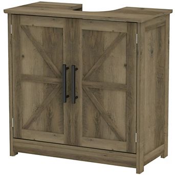 Pedestal Sink Bathroom Storage Cabinet with U-Shaped Cutout and Interior Shelf