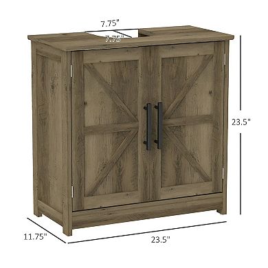 Pedestal Sink Bathroom Storage Cabinet with U-Shaped Cutout and Interior Shelf