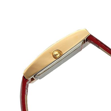 Peugeot Women 36mm x 18mm Rectangular Mother of Pearl Dial Watch Glossy Leather Strap