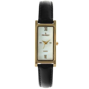 Peugeot Women 36mm x 18mm Rectangular Mother of Pearl Dial Watch Glossy Leather Strap