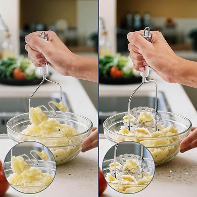 2PCS Mashed Potato Masher, Stainless Steel Potato Smasher, Masher Kitchen Tools for Avocado, Bean