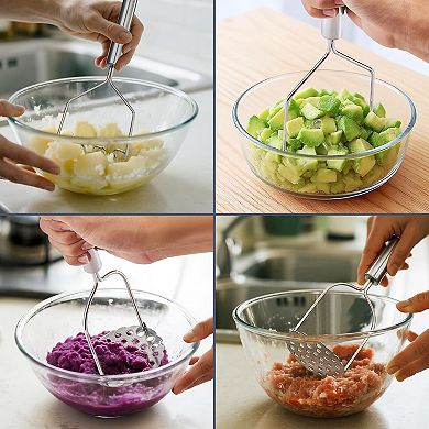 2PCS Mashed Potato Masher, Stainless Steel Potato Smasher, Masher Kitchen Tools for Avocado, Bean