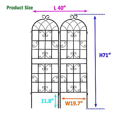 Loheer 2 Pack Metal Garden Trellis for Climbing Plants Outdoor Flower Support
