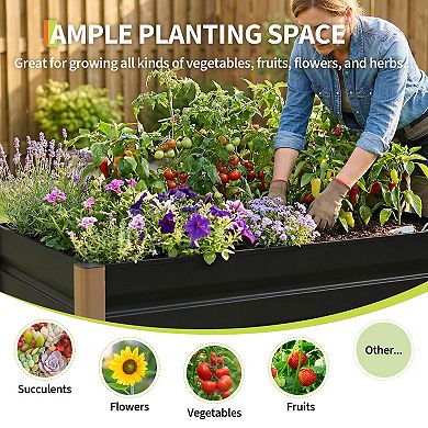 4x2x1.3 ft Deep Raised Garden Bed Planter Box, Heavy-Duty Aluminum Alloy, Rust-Resistant