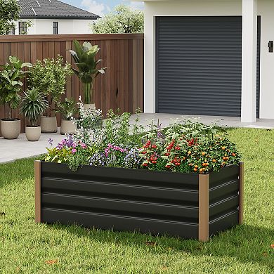 4x2x1.3 ft Deep Raised Garden Bed Planter Box, Heavy-Duty Aluminum Alloy, Rust-Resistant