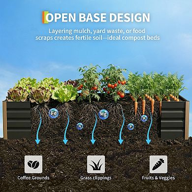4x2x1.3 ft Deep Raised Garden Bed Planter Box, Heavy-Duty Aluminum Alloy, Rust-Resistant