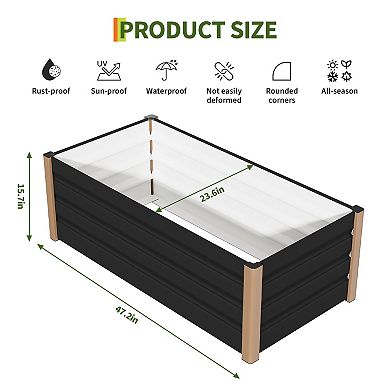 4x2x1.3 ft Deep Raised Garden Bed Planter Box, Heavy-Duty Aluminum Alloy, Rust-Resistant
