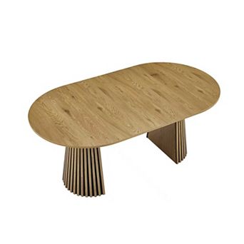 KWPZQEB 70.87Inch Extendable Dining Table with Slatted Table Legs for Dining Room