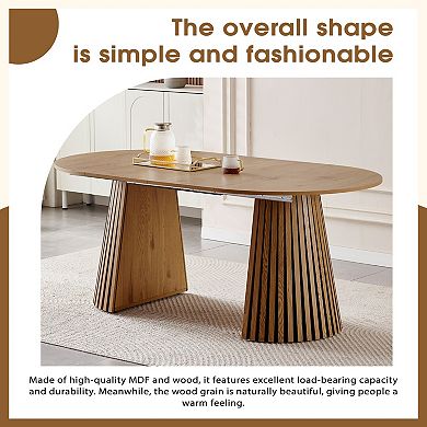 KWPZQEB 70.87Inch Extendable Dining Table with Slatted Table Legs for Dining Room