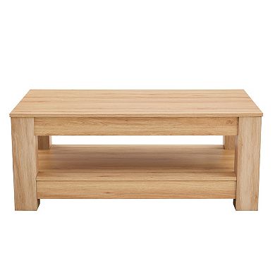 Loheer Modern Double Layer Coffee Table with High Weight Capacity and Storage