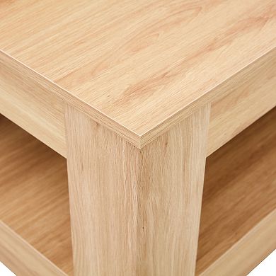 Loheer Modern Double Layer Coffee Table with High Weight Capacity and Storage