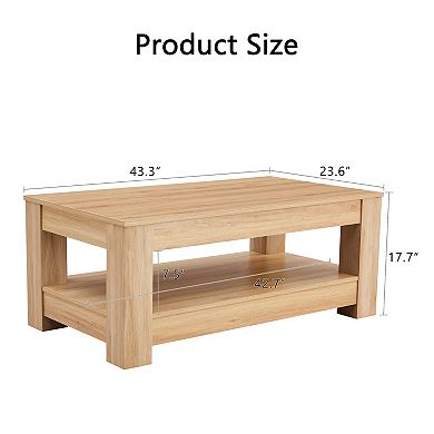 Loheer Modern Double Layer Coffee Table with High Weight Capacity and Storage