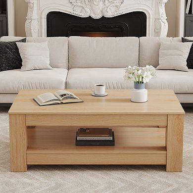 Loheer Modern Double Layer Coffee Table with High Weight Capacity and Storage