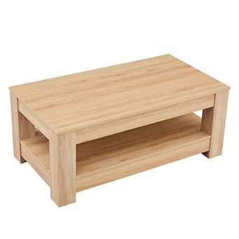 Loheer Modern Double Layer Coffee Table with High Weight Capacity and Storage